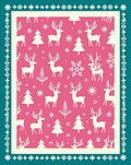 Pink White Reindeer Snowflake Forest Rug