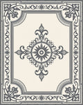 Ivory Black Ornate Floral Medallion Rug