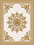 Gold Floral Medallion Cream Border Rug