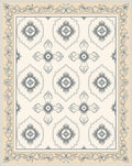 Classic Cream Gray Medallion Cross Rug