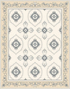 Classic Cream Gray Medallion Cross Rug