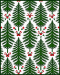 Green Pine Tree Red Holly Garland Rug