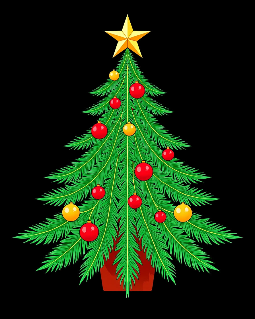 Green Feathered Tree With Red Orbs Rug