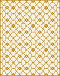 Gold Geometric Lattice Arabesque Rug