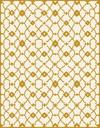 Gold Geometric Lattice Arabesque Rug