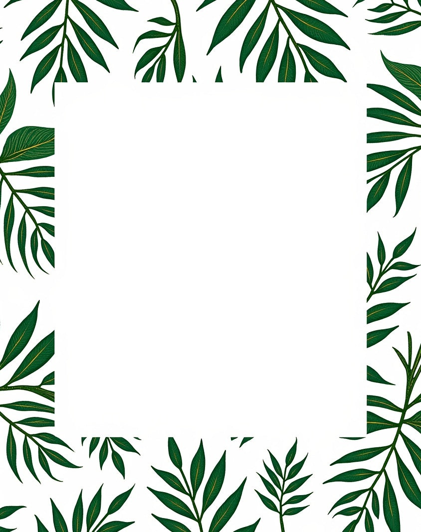 Emerald Tropical Palm Border Rug