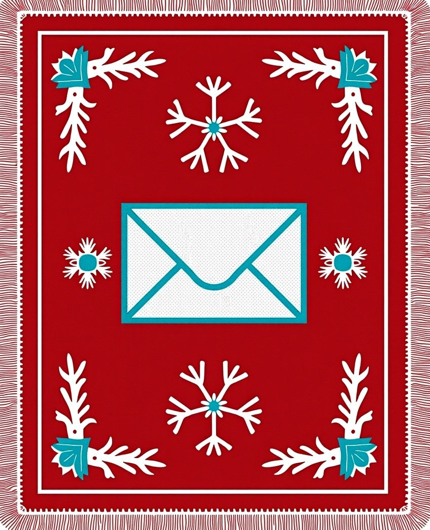 Red White Turquoise Snowflake Mail Rug