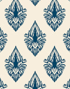 Deep Blue Floral Drop Rug