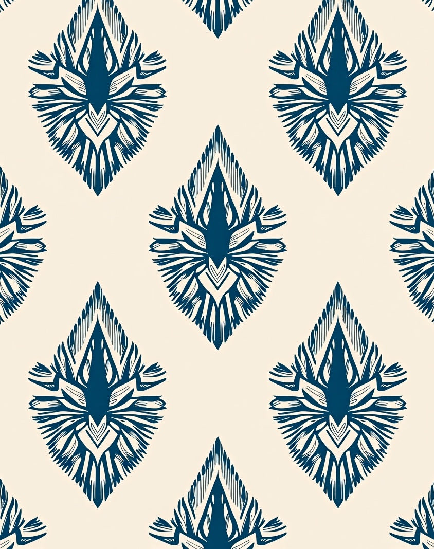 Deep Blue Floral Drop Rug