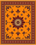 Golden Orange Floral Medallion Rug