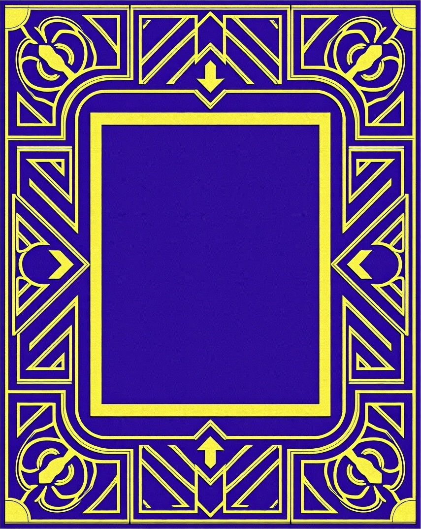 Royal Blue Yellow Geometric Art Deco Rug