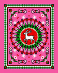 Whimsical Deer Medallion Pink Floral Rug