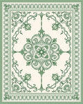 Art Nouveau Green Floral Scroll Rug