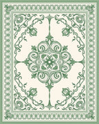 Art Nouveau Green Floral Scroll Rug