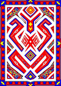 Bold Red Geometric Tribal Abstract Rug