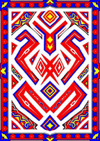 Bold Red Geometric Tribal Abstract Rug