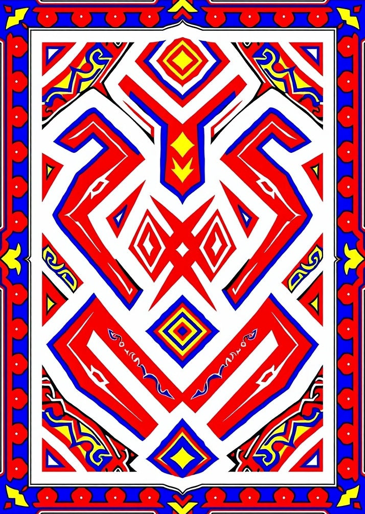 Bold Red Geometric Tribal Abstract Rug