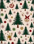 Festive Evergreen Trees and Ornaments Rug