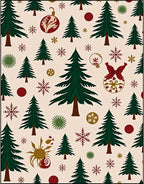Festive Evergreen Trees and Ornaments Rug