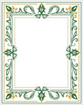 Green Gold Floral Border Frame Rug