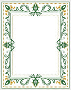 Green Gold Floral Border Frame Rug