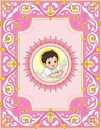 Pink Floral Medallion Child Portrait Rug