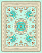 Aqua Coral Floral Mandala Filigree Rug
