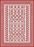 Crimson Geometric Abstraction Wide Border Rug