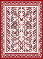 Crimson Geometric Abstraction Wide Border Rug