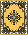 Golden Black Medallion Floral Border Rug