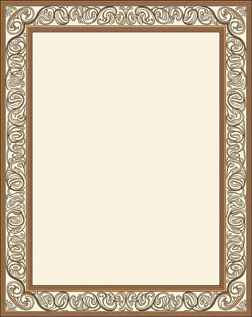 Antique Gold Art Nouveau Border Rug