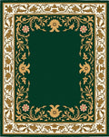 Emerald Green Floral Garland Border Rug