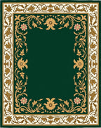 Emerald Green Floral Garland Border Rug