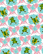 Charming Green Frogs Pink Bows Rug