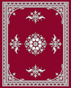 Crimson Floral Medallion Vintage Rug