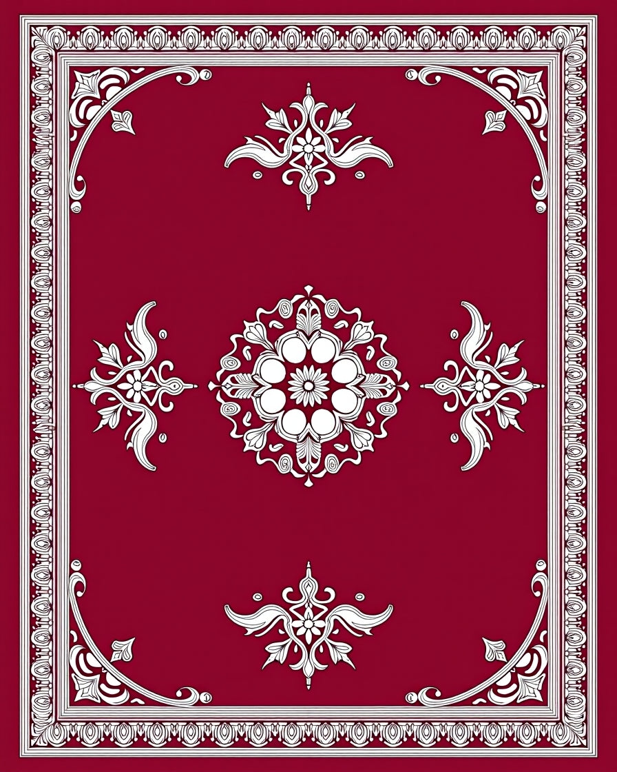 Crimson Floral Medallion Vintage Rug