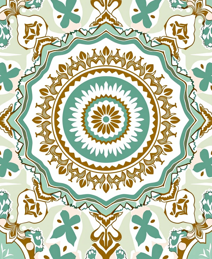 Shaded Teal and Bronze Medallion Rug