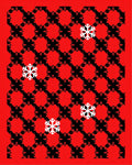 Red Black Snowflake Geometric Grid Rug