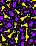 Whimsical Yellow Purple Abstract Collage Rug