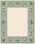 Dark Emerald Scrollwork Border Rug