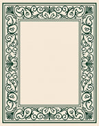 Dark Emerald Scrollwork Border Rug