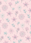 Blush Pink Floral Botanical Sketch Rug