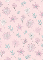 Blush Pink Floral Botanical Sketch Rug