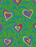 Retro Swirling Hearts Teal Green Rug