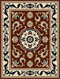 Ornate Brown Ivory Dark Navy Medallion Rug