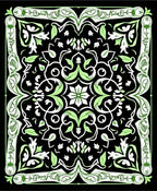 Elegant Black Green Floral Medallion Rug