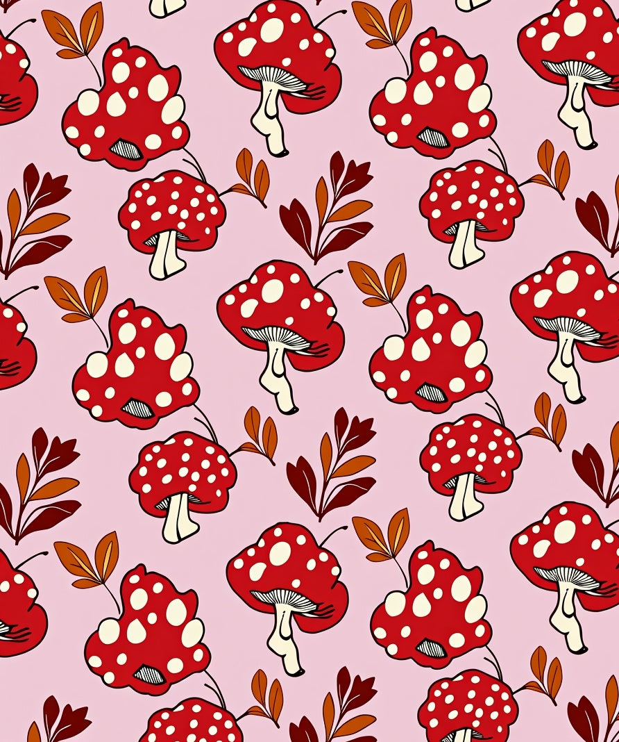 Red Spotted Mushroom Fungi Foliage Rug