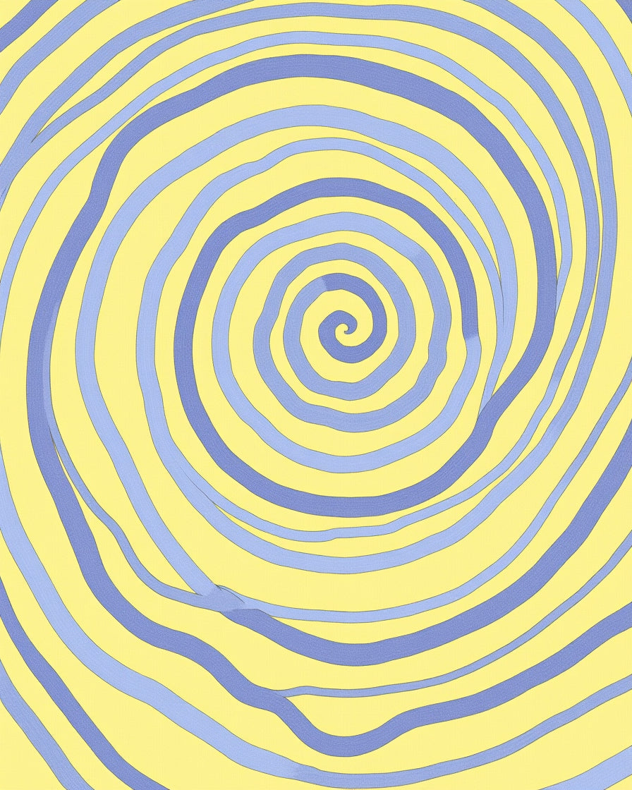 Yellow Blue Swirl Abstract Rug