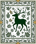 Forest Green Deer With Leafy Border Rug
