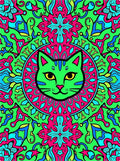 Vibrant Neon Green Cat Medallion Rug